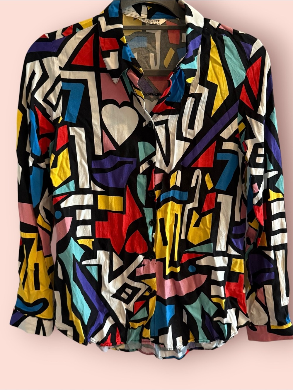 Vintage 90s Abstract Geometric Button Up Blouse